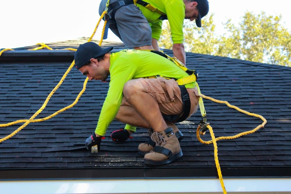 Crew on roof